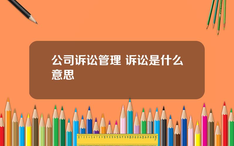 公司诉讼管理 诉讼是什么意思